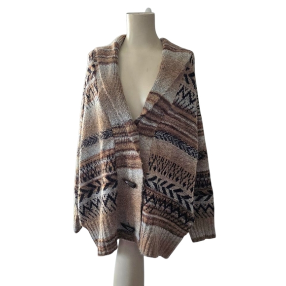 Knox Rose Aztec Southwestern Pattern Bulky Hippie Boho Cardigan New With Tags - Picture 1 of 5
